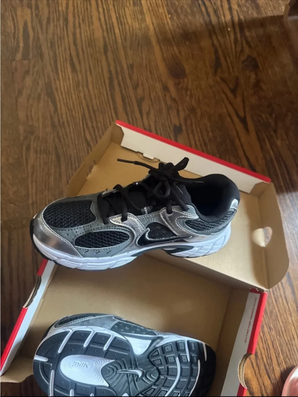 Nike Kids Black and Silver Mesh Runner Sneakers
